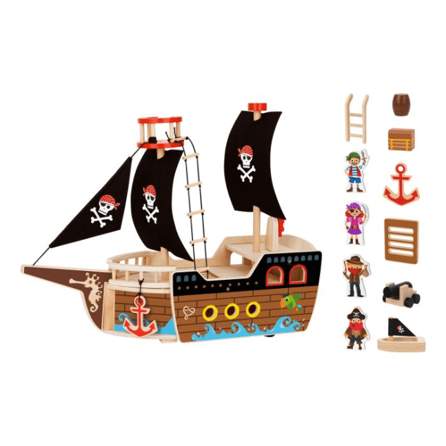 Tooky Toy - Wooden Pirate Ship 6972633377894