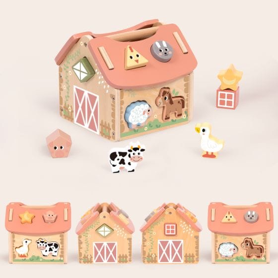 Tooky Toy - Wooden Shape Sorter Barn 6972633378204