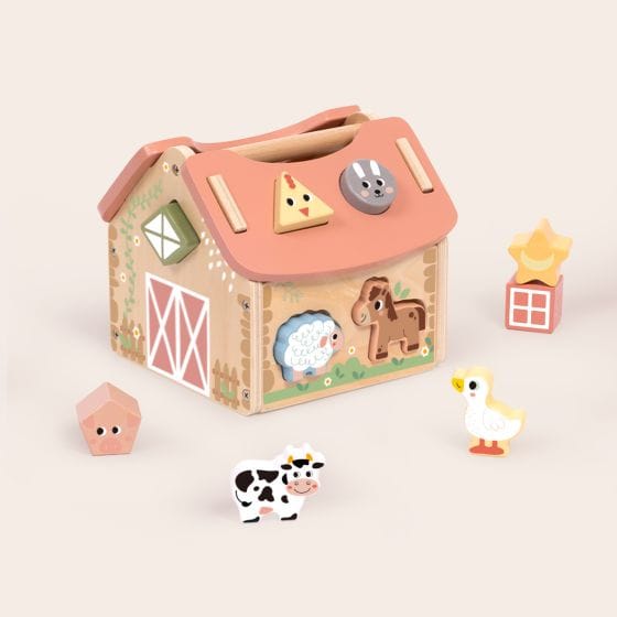 Tooky Toy - Wooden Shape Sorter Barn 6972633378204