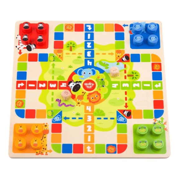 Tooky Toy's Wooden 2-in-1 Ludo And Snakes And Ladders 6970090042959