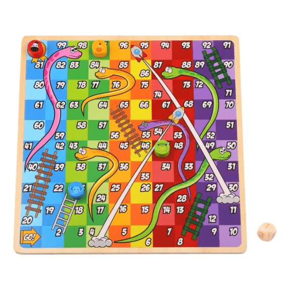 Tooky Toy's Wooden 2-in-1 Ludo And Snakes And Ladders 6970090042959