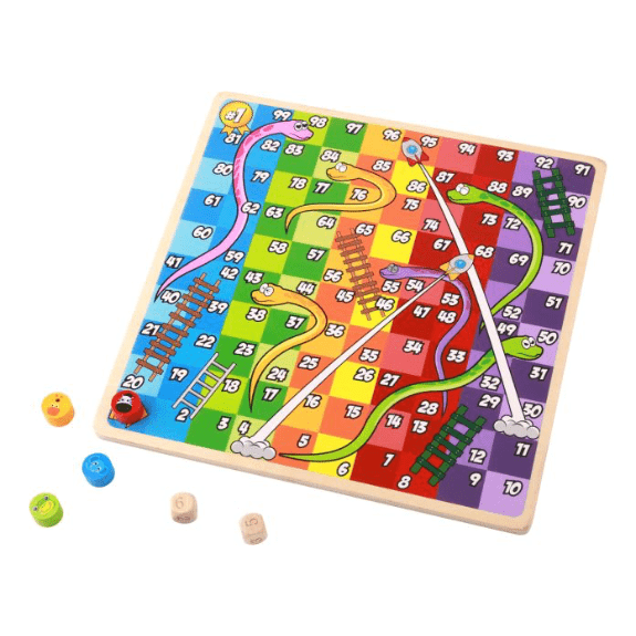 Tooky Toy's Wooden 2-in-1 Ludo And Snakes And Ladders 6970090042959