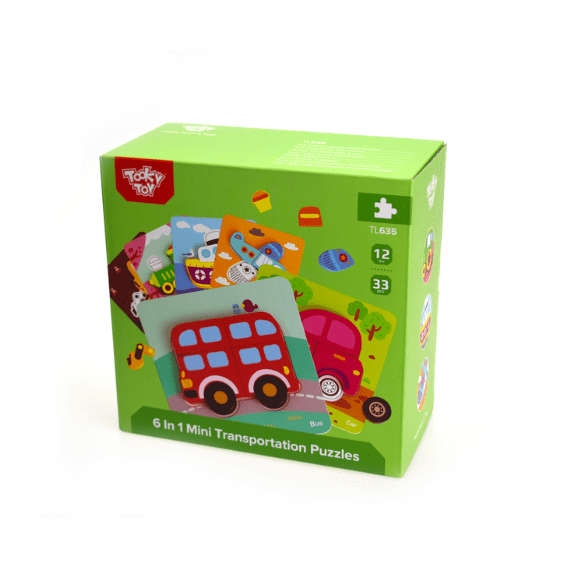 Tooky Toy's - Wooden 6 in 1 Mini Transportation Puzzle 6970090044380