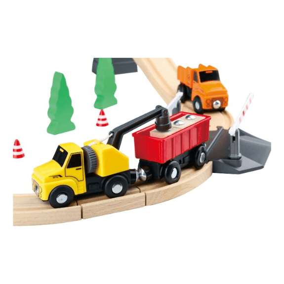 Tooky Toy's Wooden Construction Yard Train Set 6972633373315