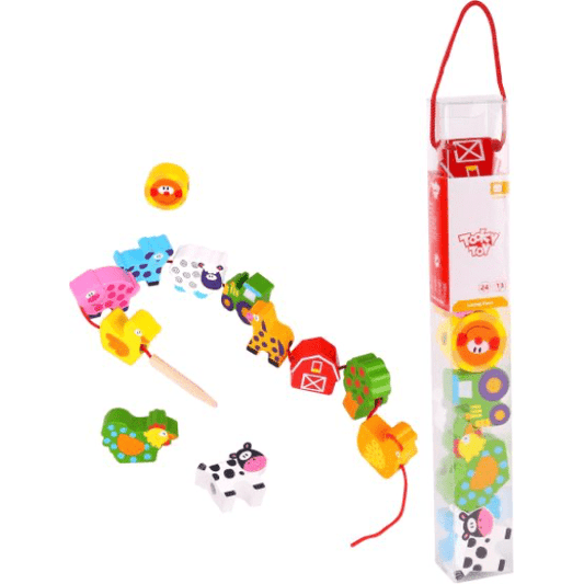 Tooky Toy's Wooden Lacing Blocks Farm 6970090045448