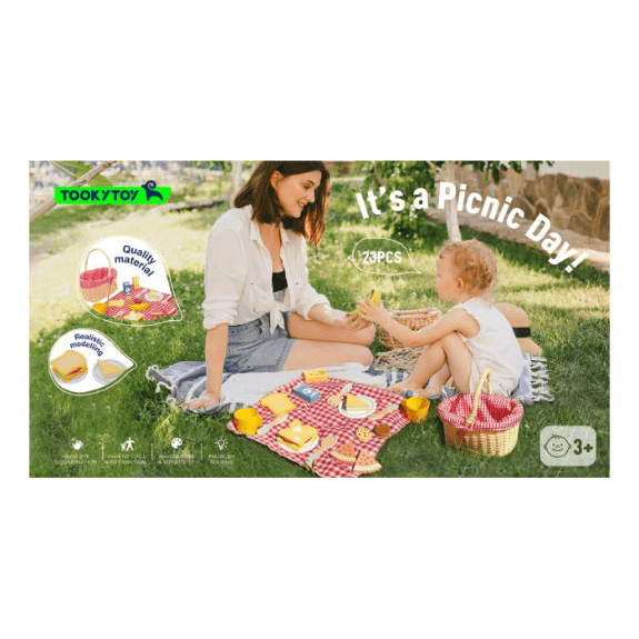 Tooky Toy's Wooden Picnic Basket 6972633375678