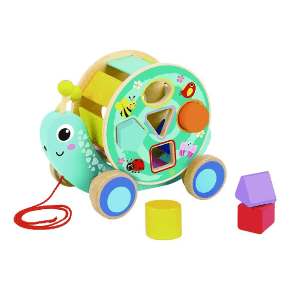 Tooky Toy's Wooden Pull Along Snail 6972633374558
