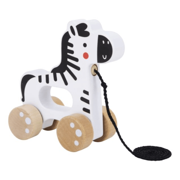 Tooky Toy's Wooden Pull Along Zebra 6972633376361