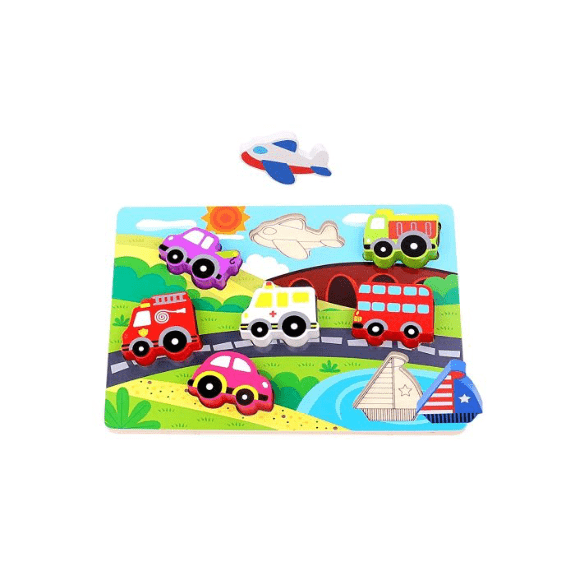 Tooky Toy's Wooden Transport Chunky Puzzle 6970090045820