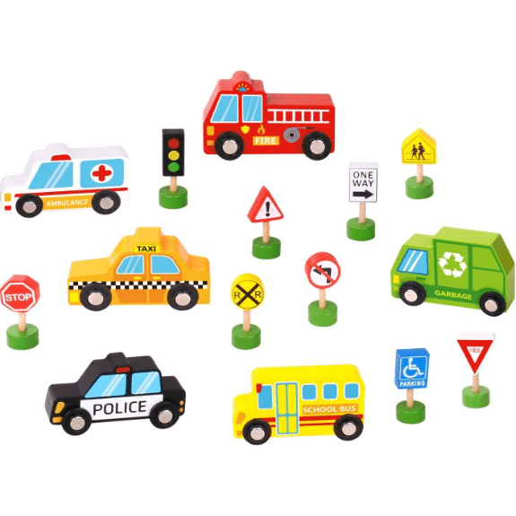 Tooky Toy's Wooden Transportation & Street Signs Set 6970090048333