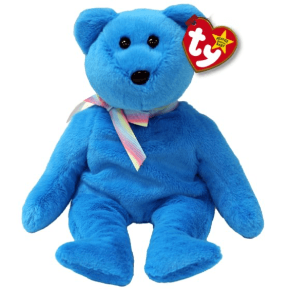 Ty Original Beanie Babies- Reg- Teddy II Bear Blue 008421413171