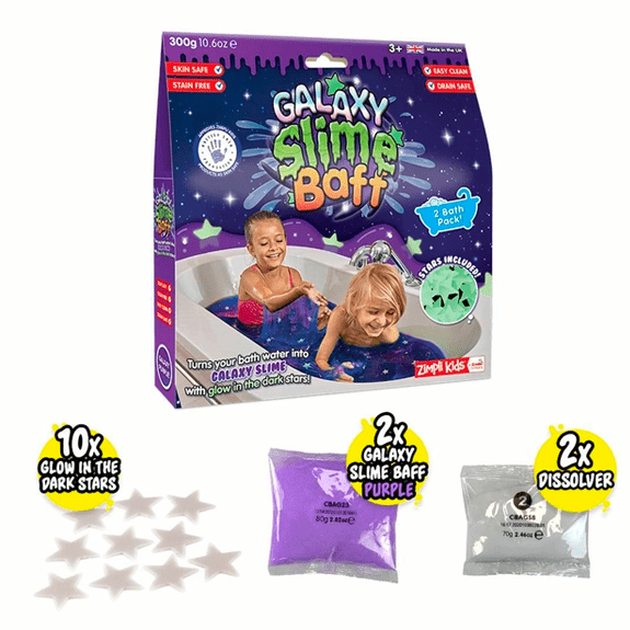 Zimpli Kids Galaxy Slime Baff with Glow In The Dark Stars - 2 Pack