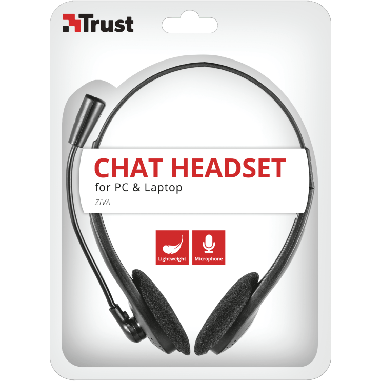 Trust Ziva Chat Wired Stereo Headset with Microphone - Black