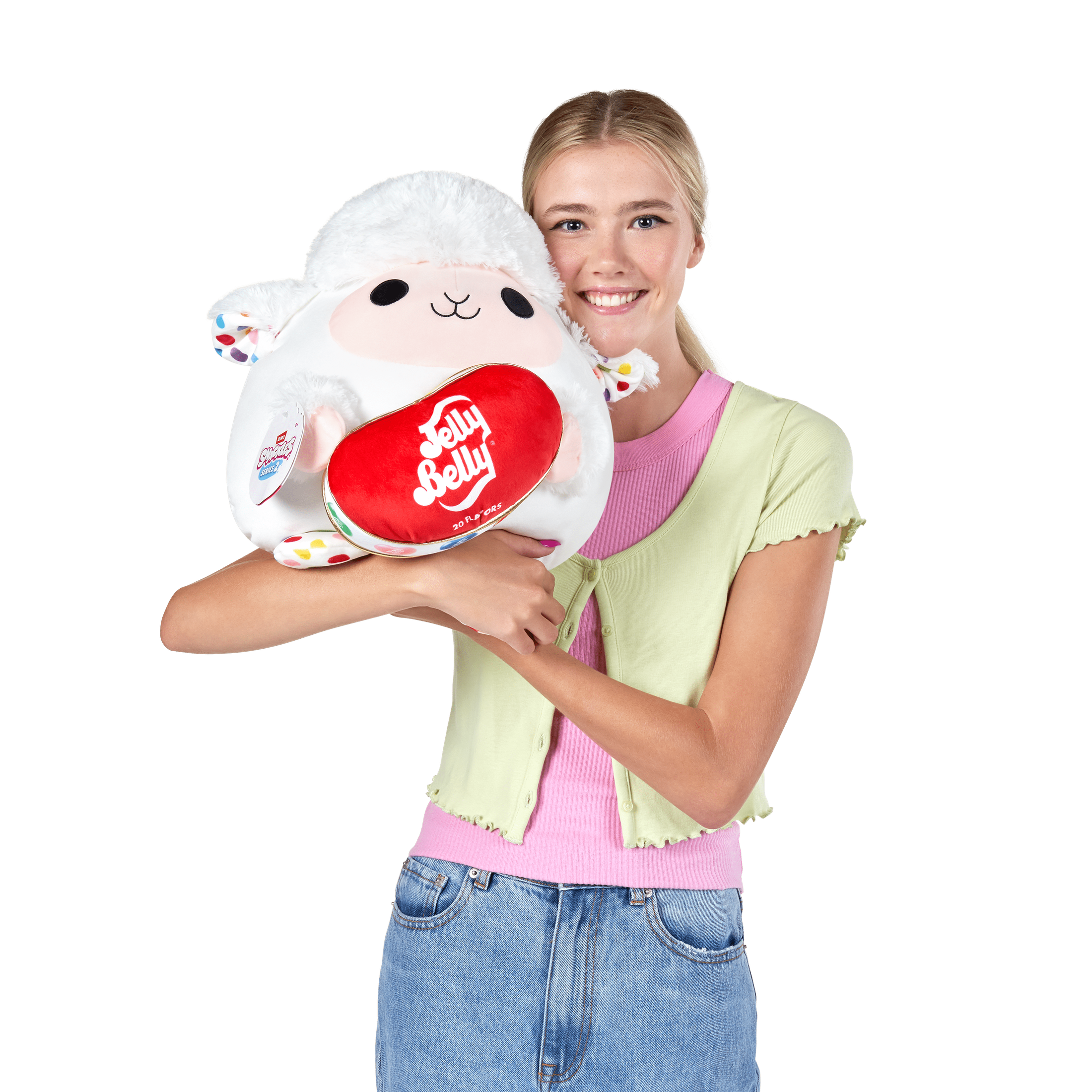 Snackles Super Sized 14 inch Squishy plush Lamb & Jelly Belly 193052065131