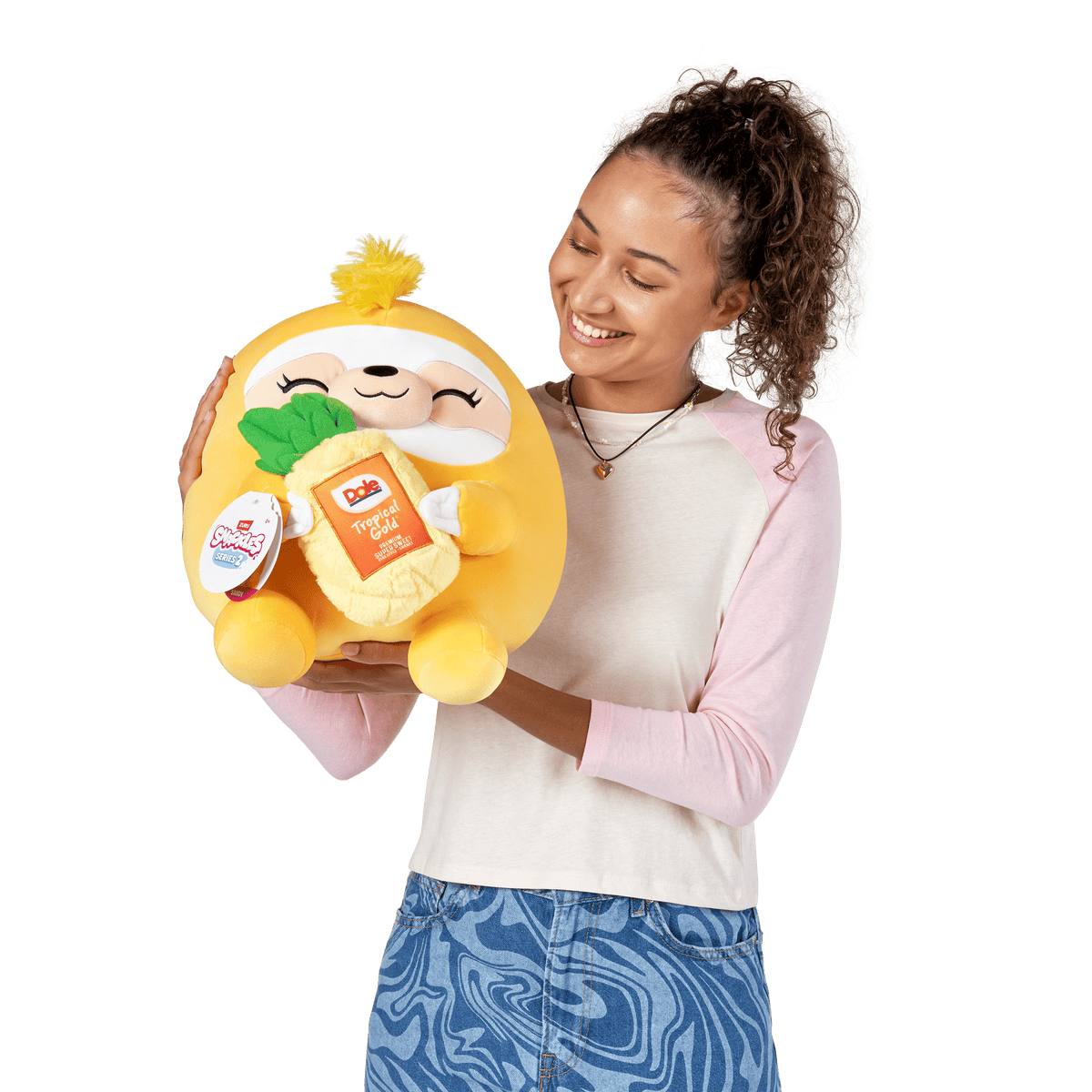 Snackles Super Sized 14 inch Squishy plush Sloth & Dole (Pineapple) 193052065186