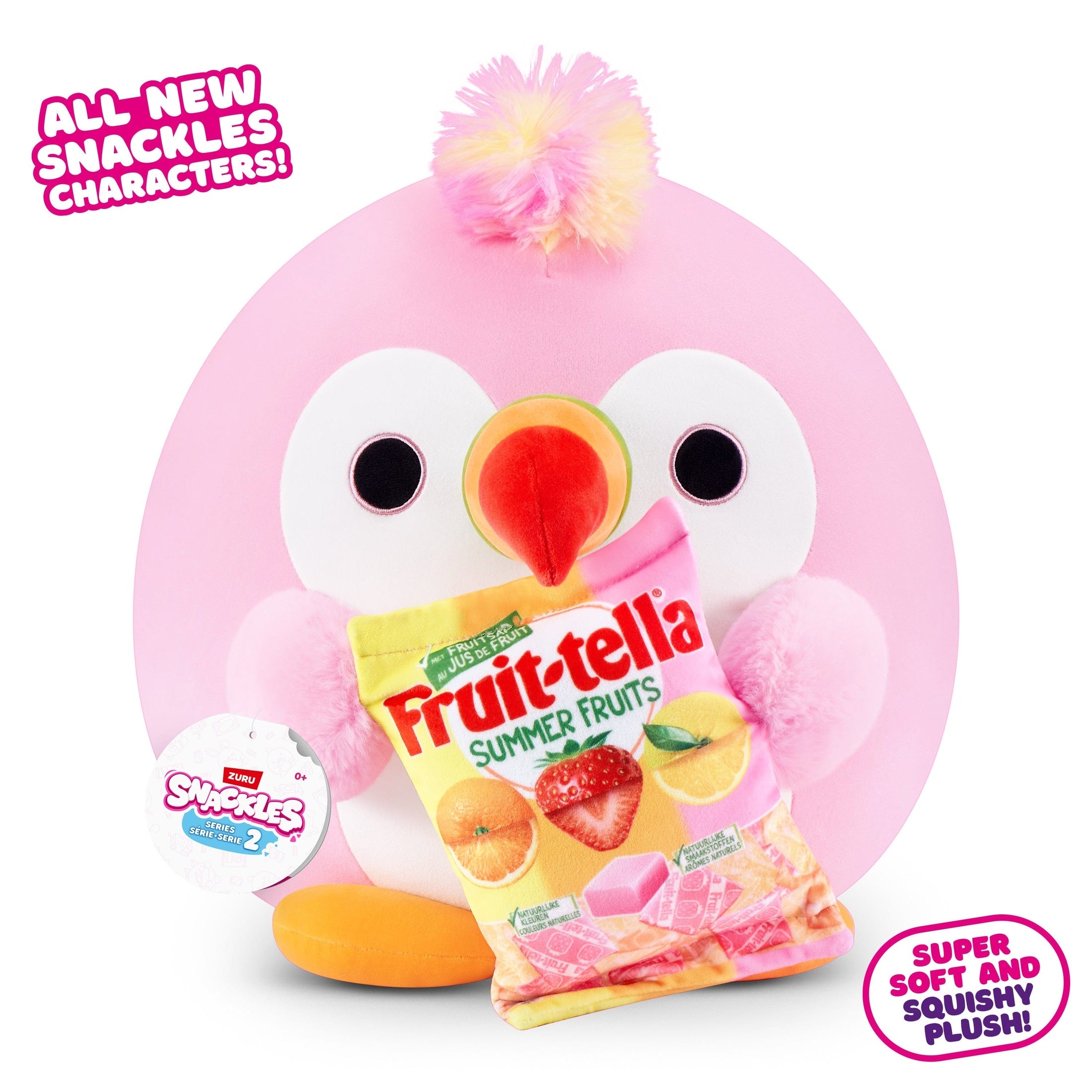 Snackles Super Sized 14 inch Squishy plush Tucan & Fruit-tella 193052070388