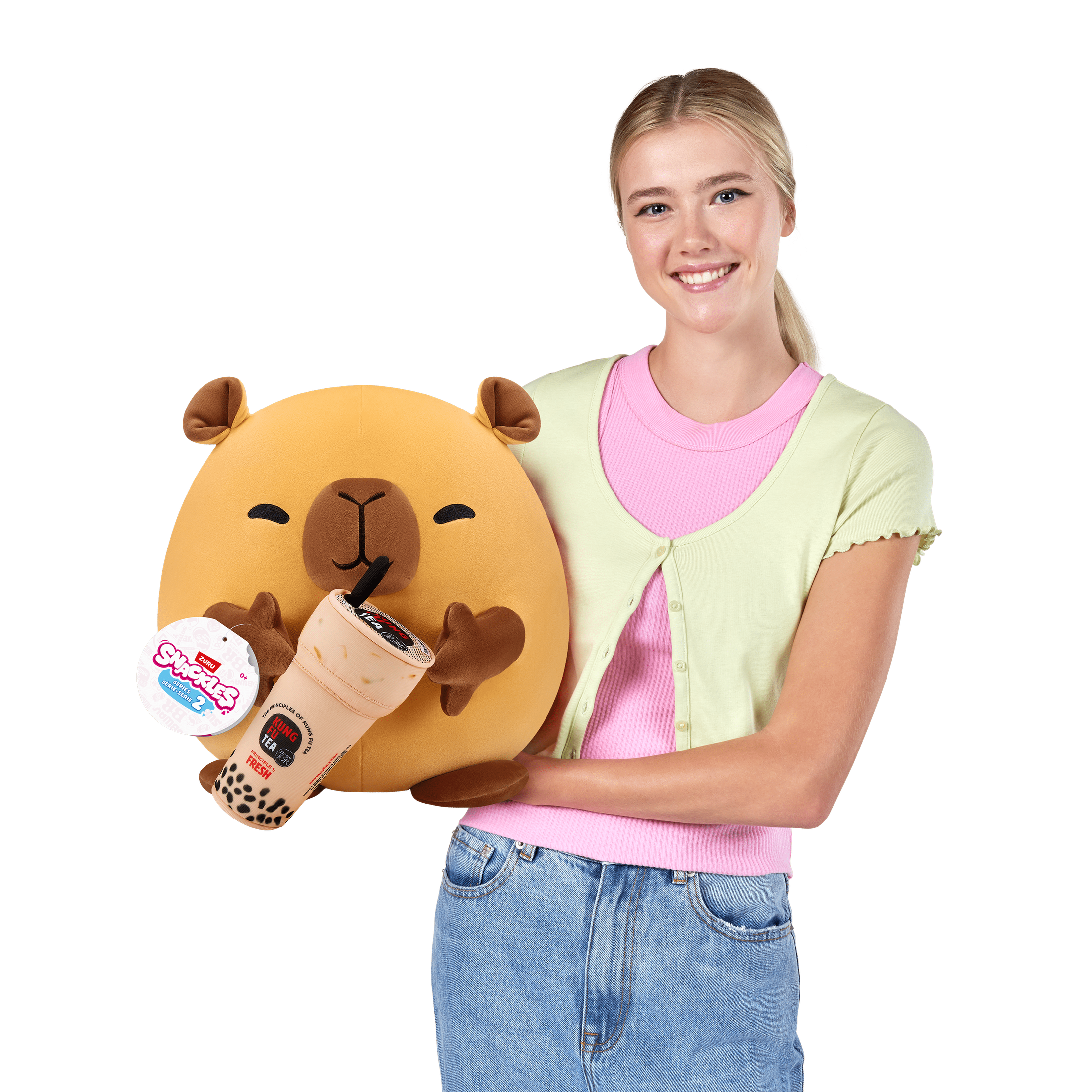 SnackSnackles Super Sized 14 inch Squishy plush Capybara & Kung Fu Tea 193052065124