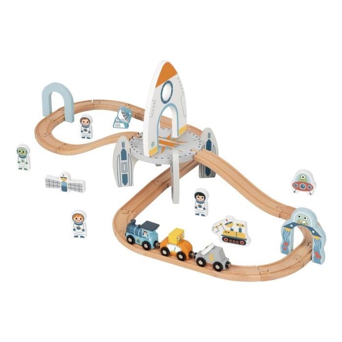 Tooky Toy - Wooden Space Station Train Set 6976831551179