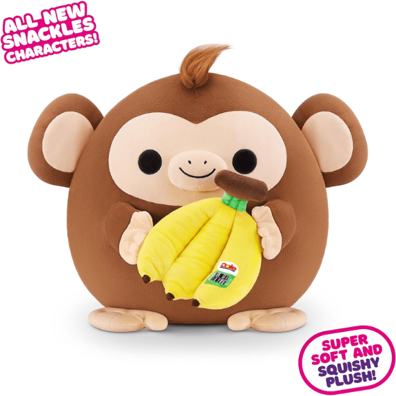 Snackles 8 inch Squishy plush - Monkey with Dole Bananas 193052067258