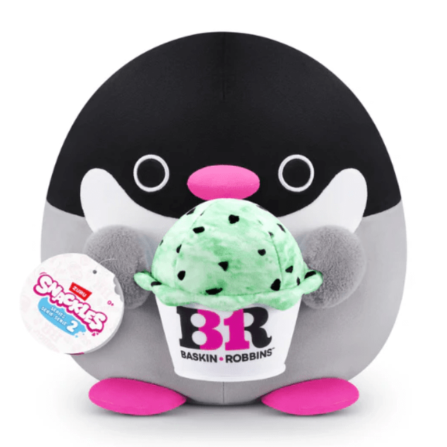 Snackles 8 inch Squishy plush - Penguin with Baskin Robins Ice Cream 193052067210