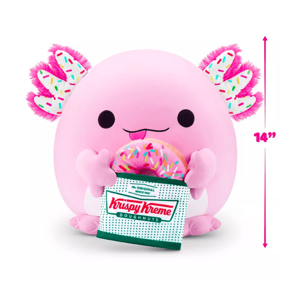 Snackles Super Sized 14 inch Squishy plush - Axolotl with Krispy Kreme 193052065109