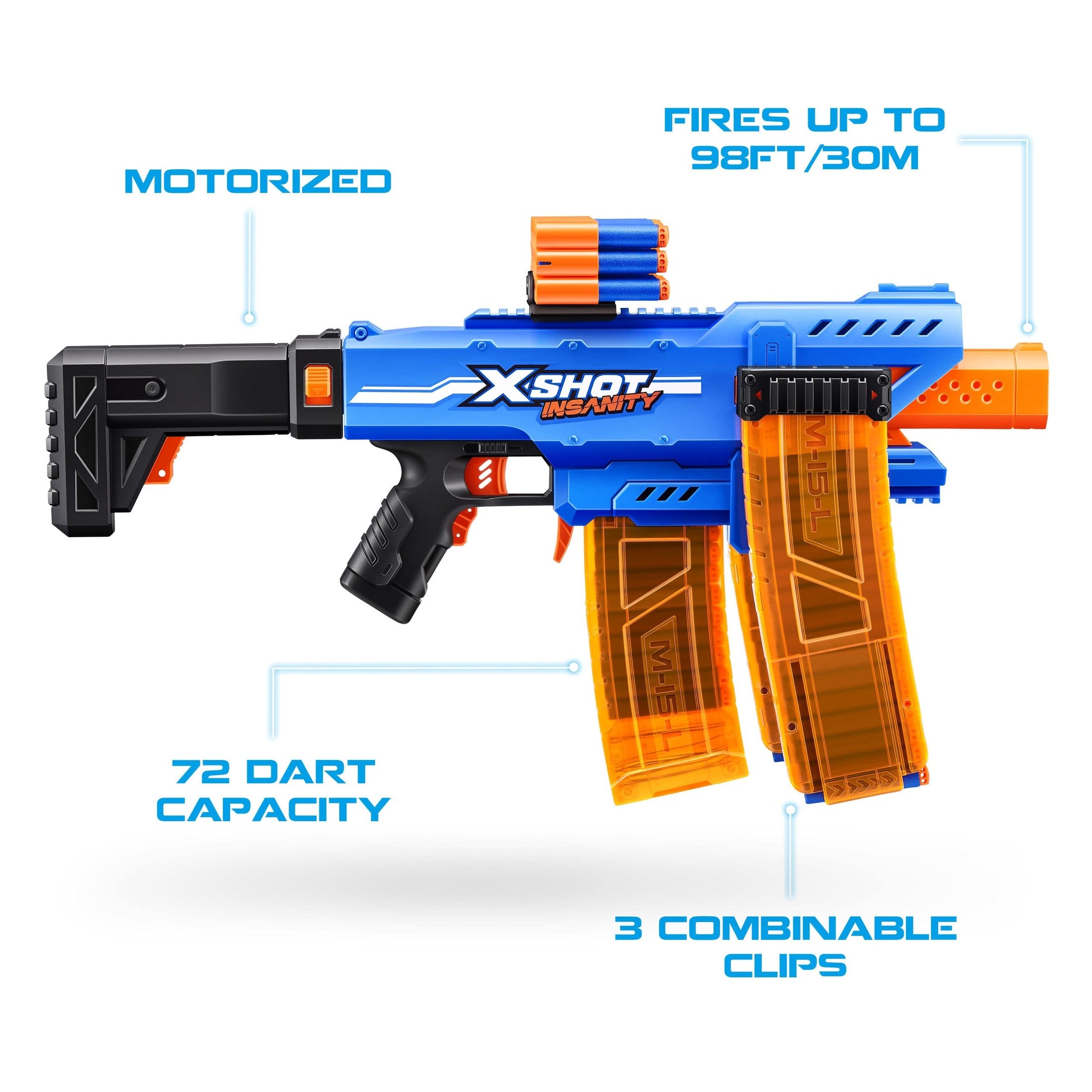 XShot Insanity S1 Motorised Clip Blaster - Fun Toy | Lennie's Toys