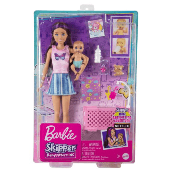 Barbie: Skipper Babysitters Crib Blonde Hair Doll & Playset - Lennies Toys