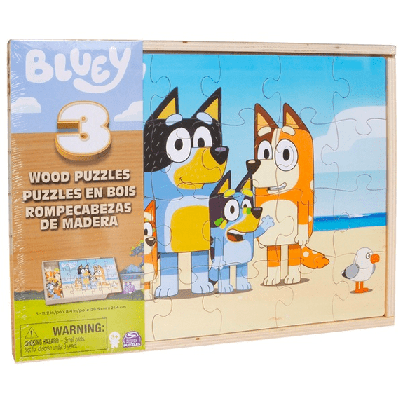 Bluey 24 Piece Wood Puzzles 3-Pack - Lennies Toys