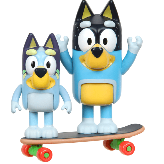 Bluey Figure 2 Pack Skateboard Bluey & Bandit - Lennies Toys