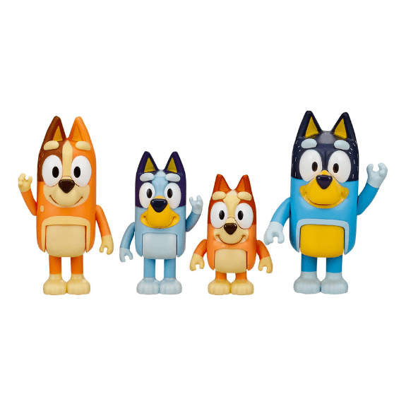 Bluey Figure 4 Pack- Bluey & Family - Lennies Toys