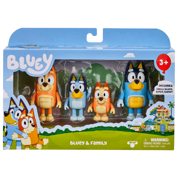 Bluey Bluey Figure 4 Pack- Bluey & Family 630996130094