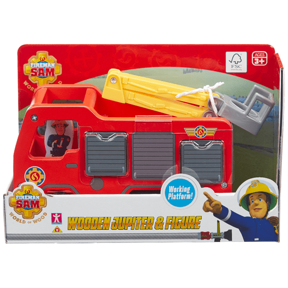 Fireman Sam Wooden Jupiter & Figure - Lennies Toys