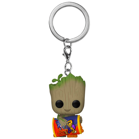 Funko Pop! Keychain -I Am Groot - Groot with Cheese Puffs - Lennies Toys