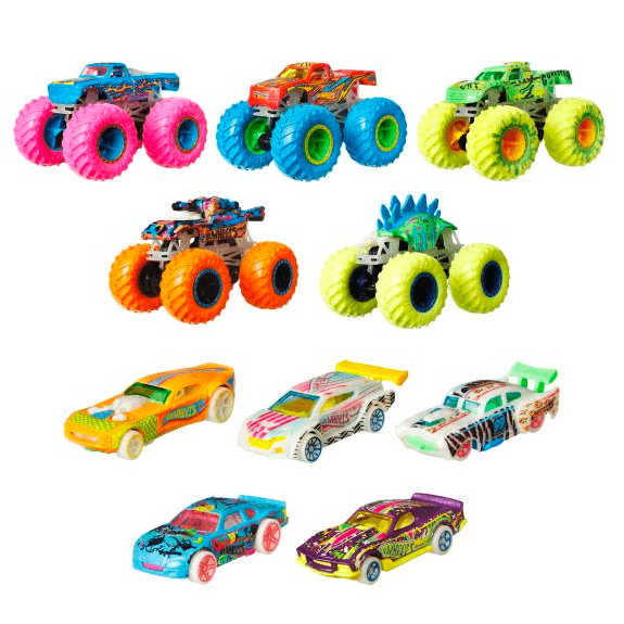 Hot Wheels Monster Truck Glow in Dark Bundle - Lennies Toys
