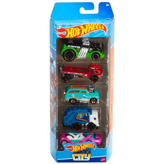 Hot Wheels 5 Car Gift Set with Die-Cast Vehicles for Ages 3 and Up