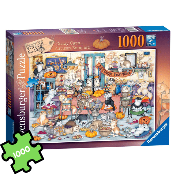 Ravensburger 1000 Piece Puzzle: Crazy Cats Autumn Banquet - Lennies Toys