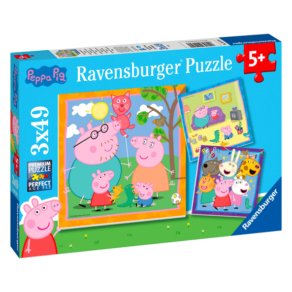 Ravensburger 3x 49 Piece Jigsaw Puzzles: Peppa Pig - Lennies Toys