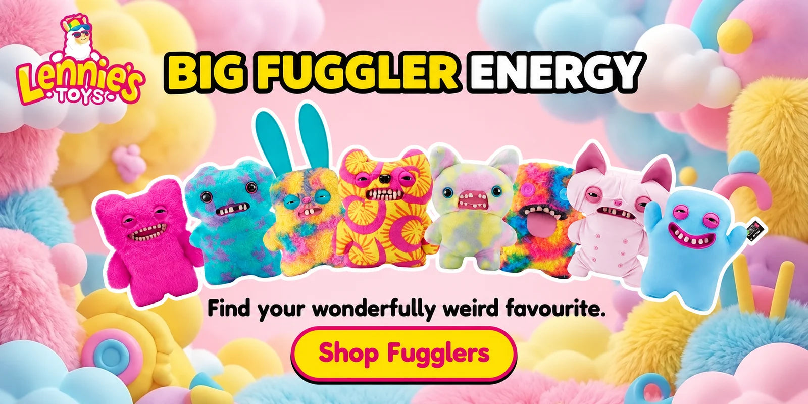 Big Fuggler energy. Find your wonderfully weird favourite. Shop Fugglers.